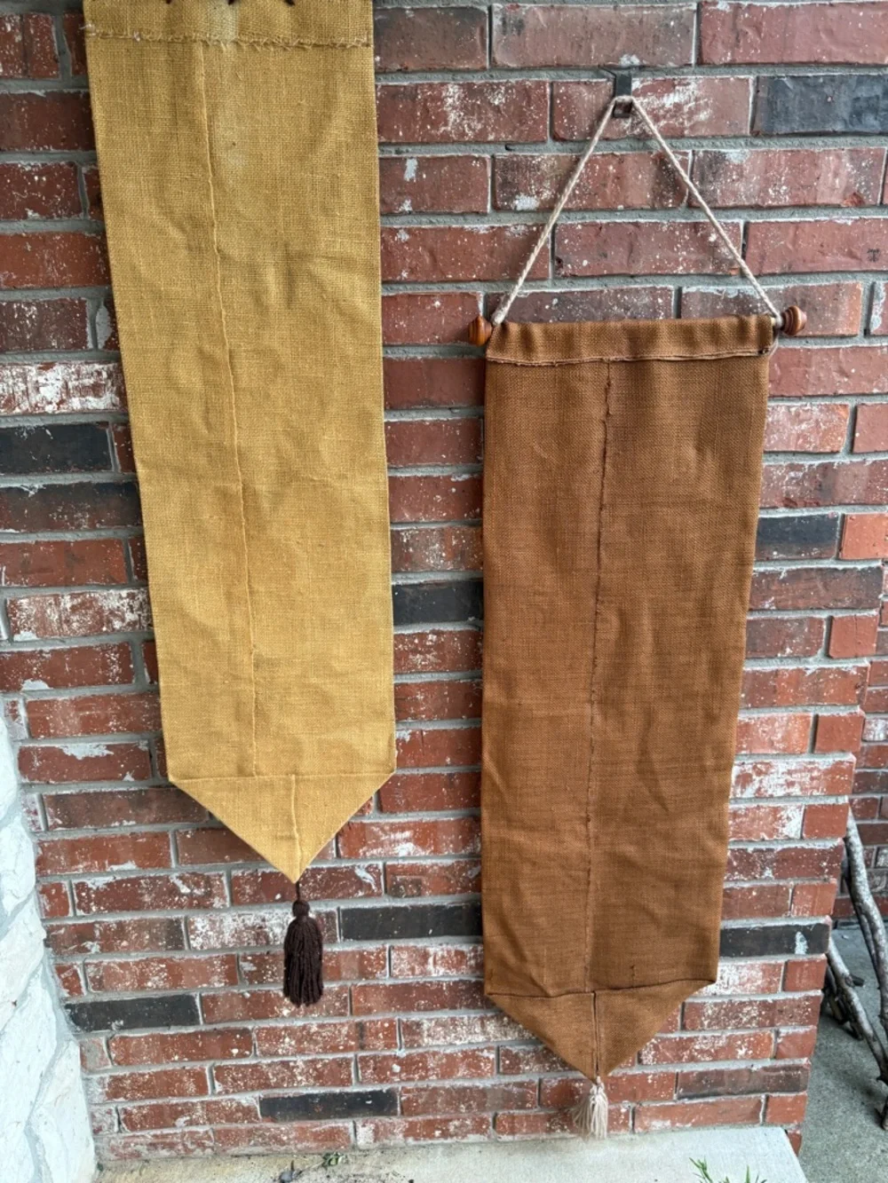 Handmade Floral Hooked Wall Tapestry Hangings - Earth Tones